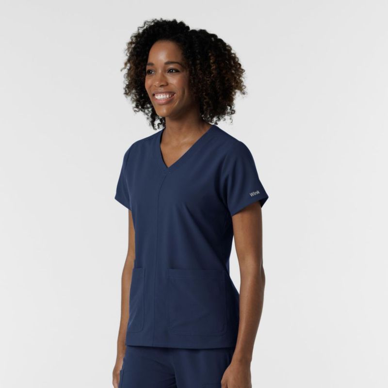 Top de Scrub WINK NURTUR Cuello en V Azul Marino Talla S
