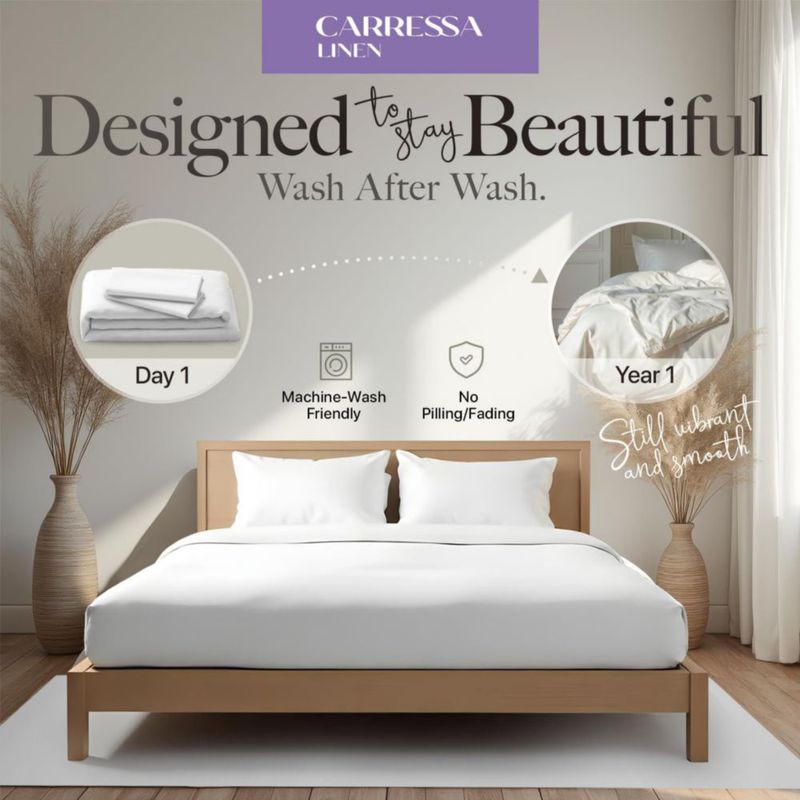 Funda Nórdica Carressa Linen Queen 224 × 224 cm Gris - Juego de 3 piezas