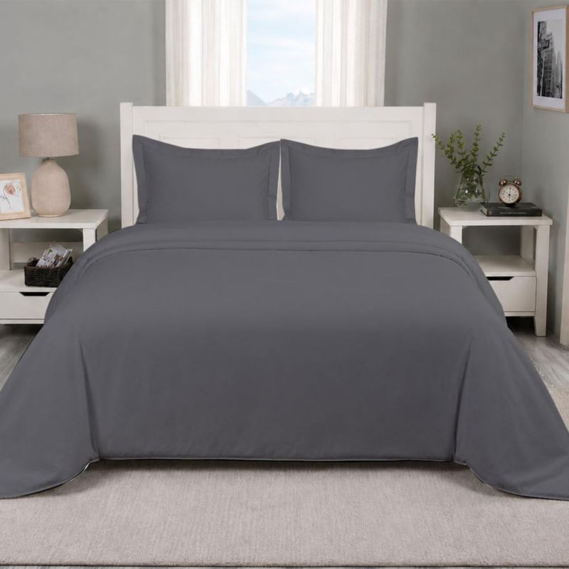 Funda Nórdica Carressa Linen Queen 224 × 224 cm Gris - Juego de 3 piezas