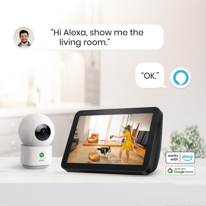 Cámara de seguridad AOSU 4 MP 25 K monitor para bebés WiFi 360° paquete de 2