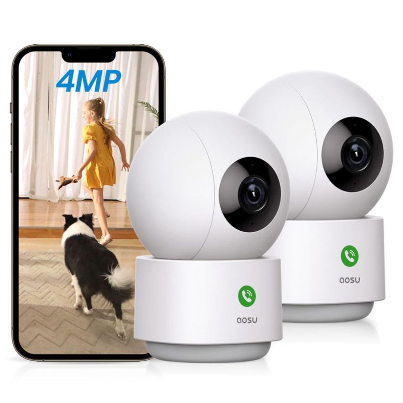 Cámara de seguridad AOSU 4 MP 25 K monitor para bebés WiFi 360° paquete de 2