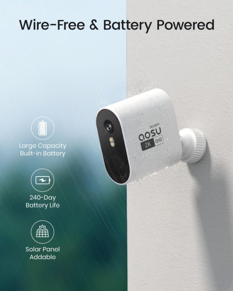 Complemento de cámara AOSU 2K para WirelessCam/SolarCam HomeBase