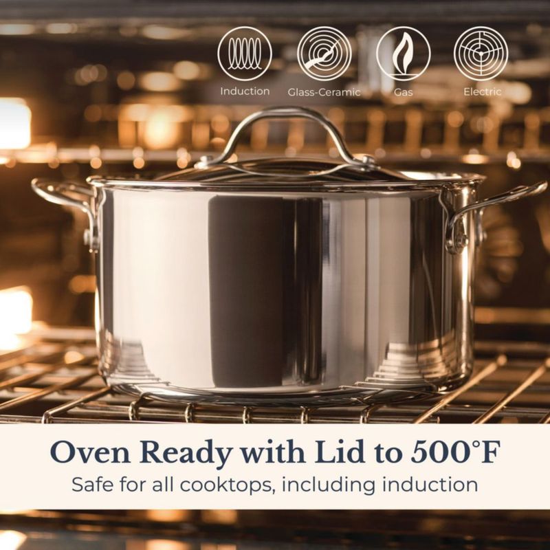 Olla de Fondo Anolon 8 L Acero Inoxidable con Tapa