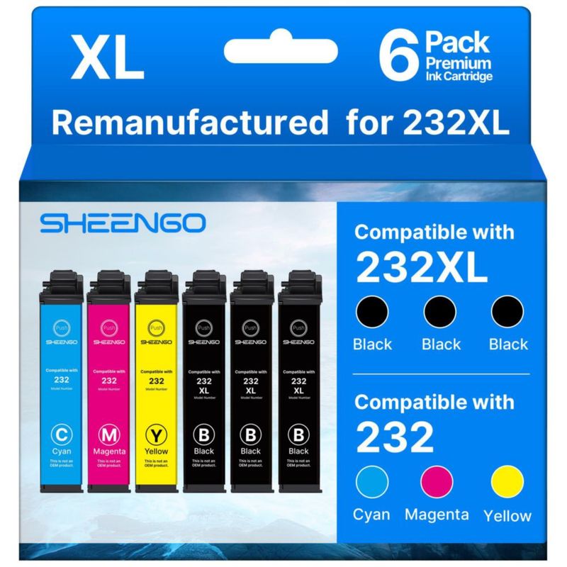 Cartuchos de tinta SHEENGO 232XL (paquete de 6) reacondicionados