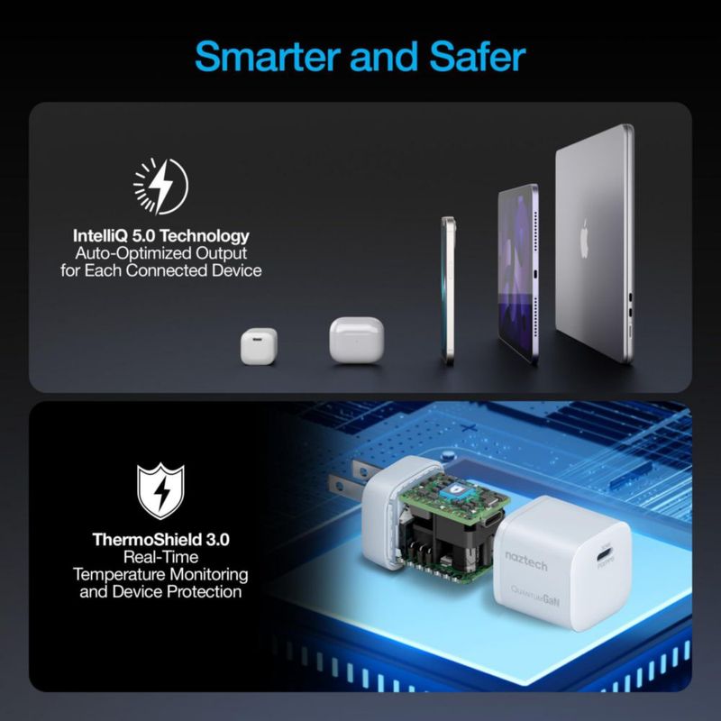 Cargador de Pared Naztech 30W GaN Plegable USB-C a Lightning