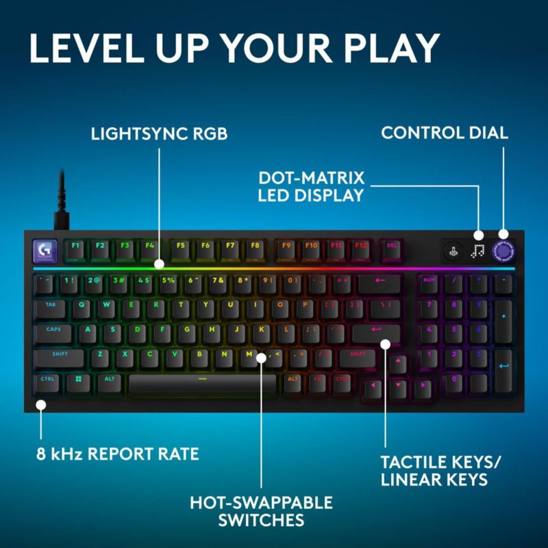 Teclado Logitech G G316 X 98 % Lineal Negro