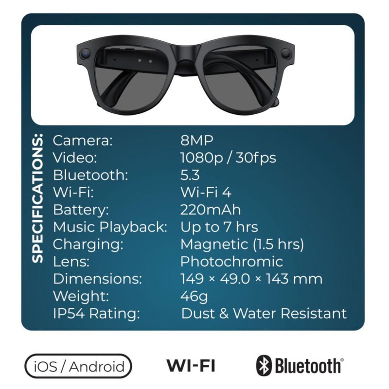 Gafas AI Supersonic SC-601G con cámara de 8MP y Bluetooth 5.3