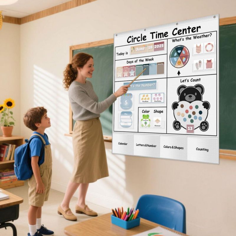 Cartel de bolsillo Boczif para aula – Centro de aprendizaje blanco
