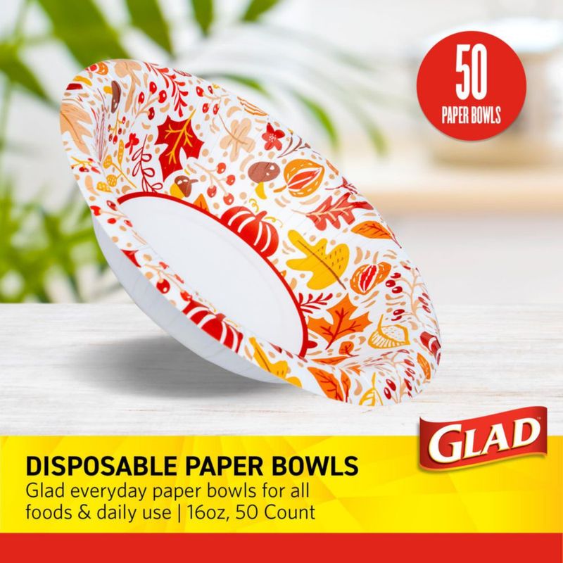 Tazones de papel Glad 473 ml paquete de 50 diseño de otoño