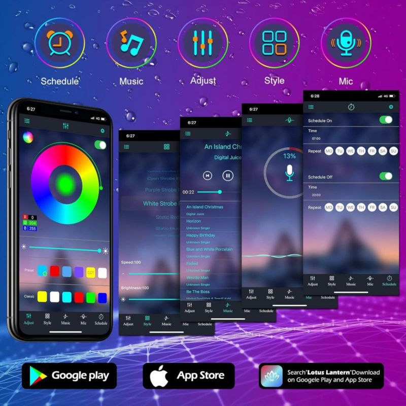 Tira LED AILBTON 61 m Impermeable RGB Bluetooth