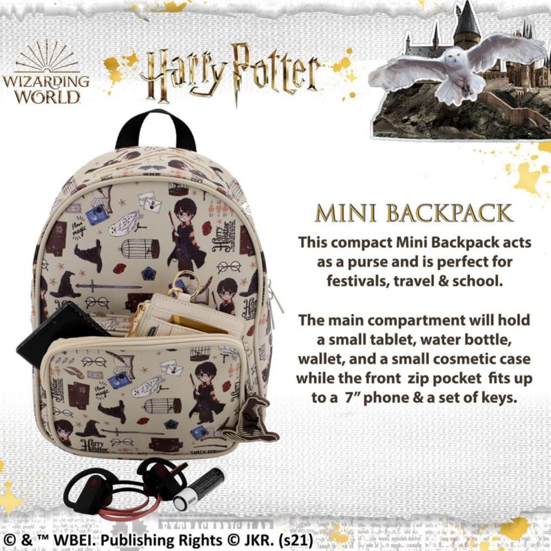 Mochila Harry Potter 27 cm con estampado de iconos de Hogwarts