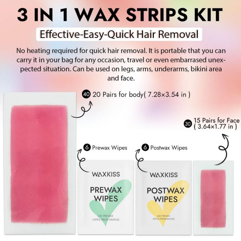 Bandas depilatorias Waxkiss Gentle 70 unidades kit de depilación