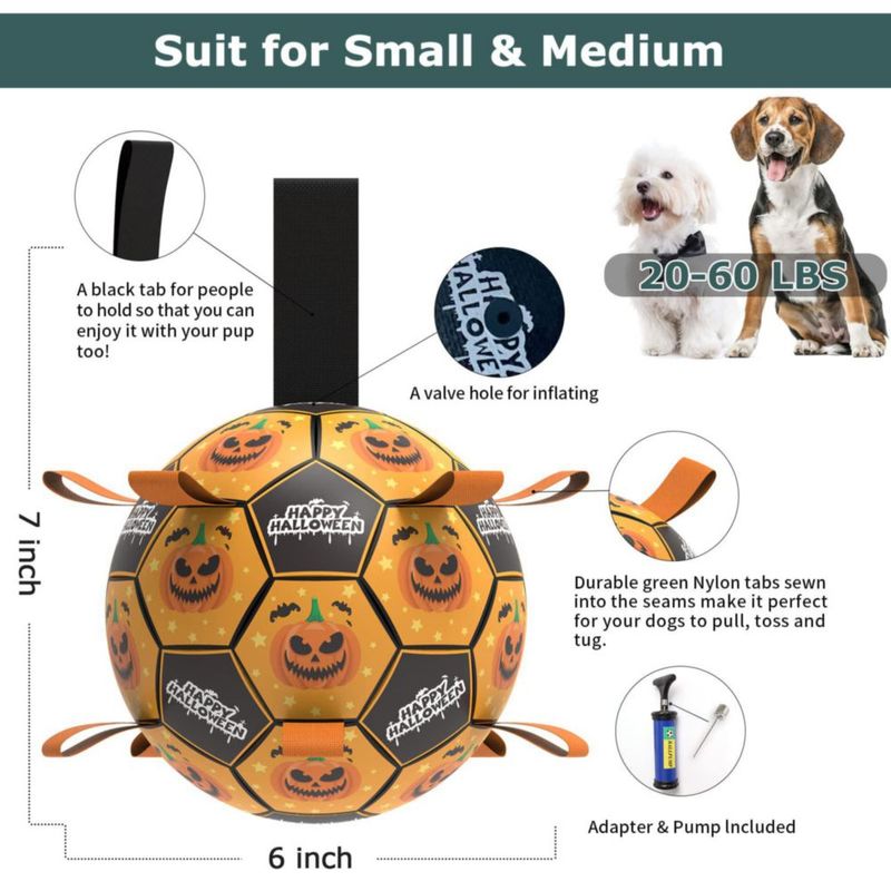 Pelota de fútbol QDAN de juguete para perros de tamaño mediano diseño de Halloween