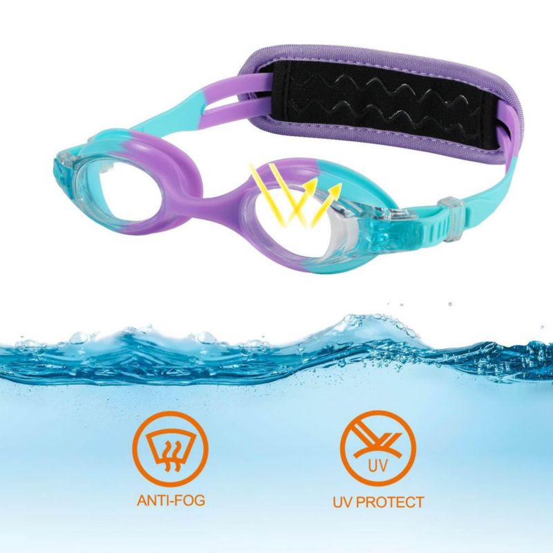 Gafas de natación RUIGAO para niños de 3 a 8 años sin correa para tirar del pelo azules