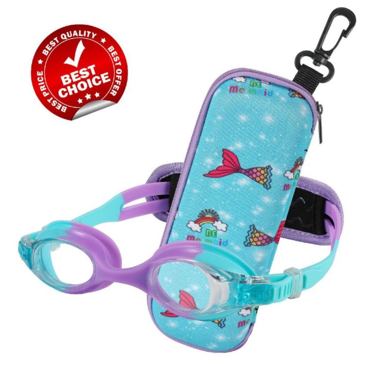 Gafas de natación RUIGAO para niños de 3 a 8 años sin correa para tirar del pelo azules