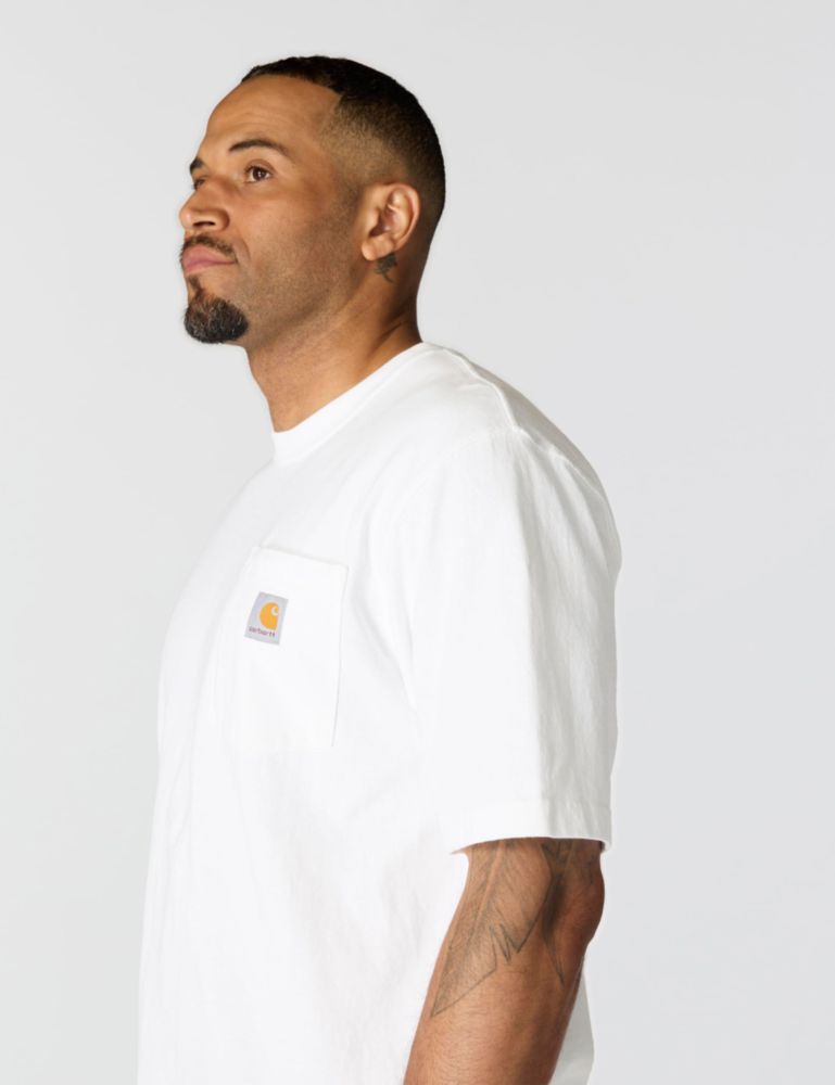 Camiseta Carhartt K87 con bolsillo blanca 4X Grande Tall