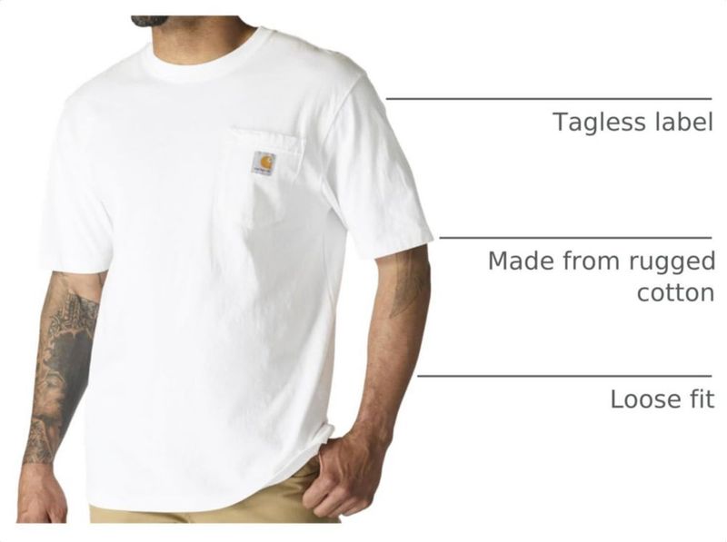 Camiseta Carhartt K87 con bolsillo blanca 4X Grande Tall