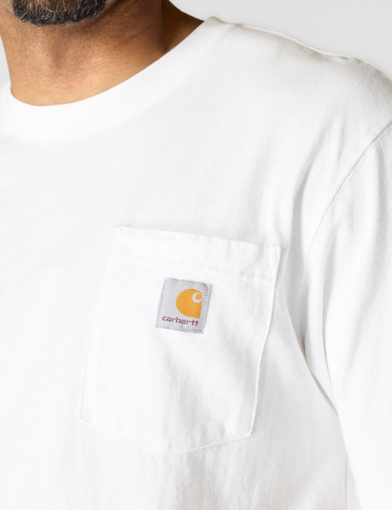 Camiseta Carhartt K87 con bolsillo blanca 4X Grande Tall