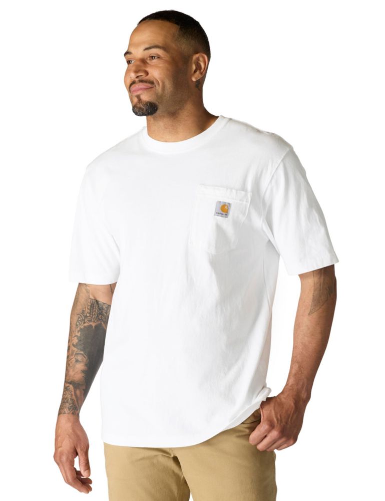 Camiseta Carhartt K87 con bolsillo blanca 4X Grande Tall