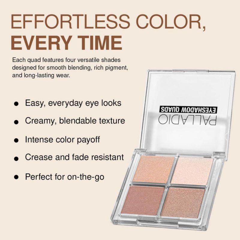 Paleta de sombras de ojos cuádruple Palladio Miss Popular Mate/Brillo