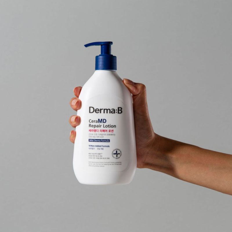 Crema hidratante corporal Derma B CeramD loción reparadora 400 ml sin perfume