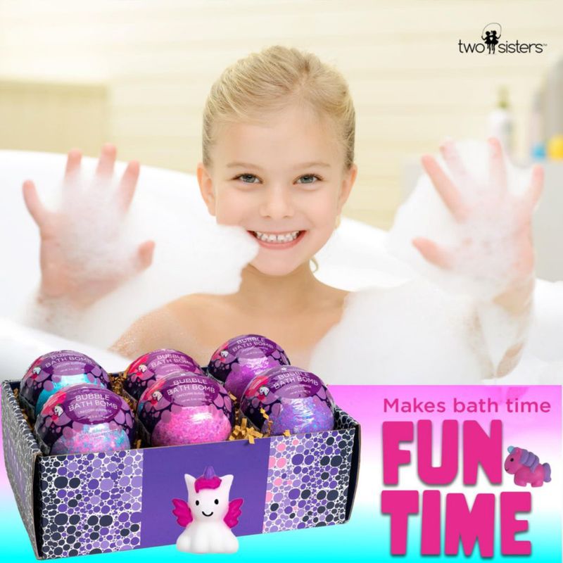 Bombas de baño Two Sisters Unicorn con juguetes sorpresa (paquete de 6)