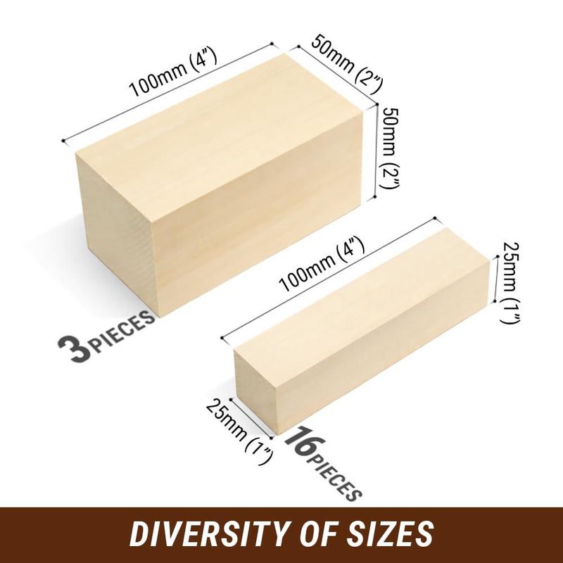 Bloques de madera BeaverCraft BW19 - Juego de 19 piezas sin terminar