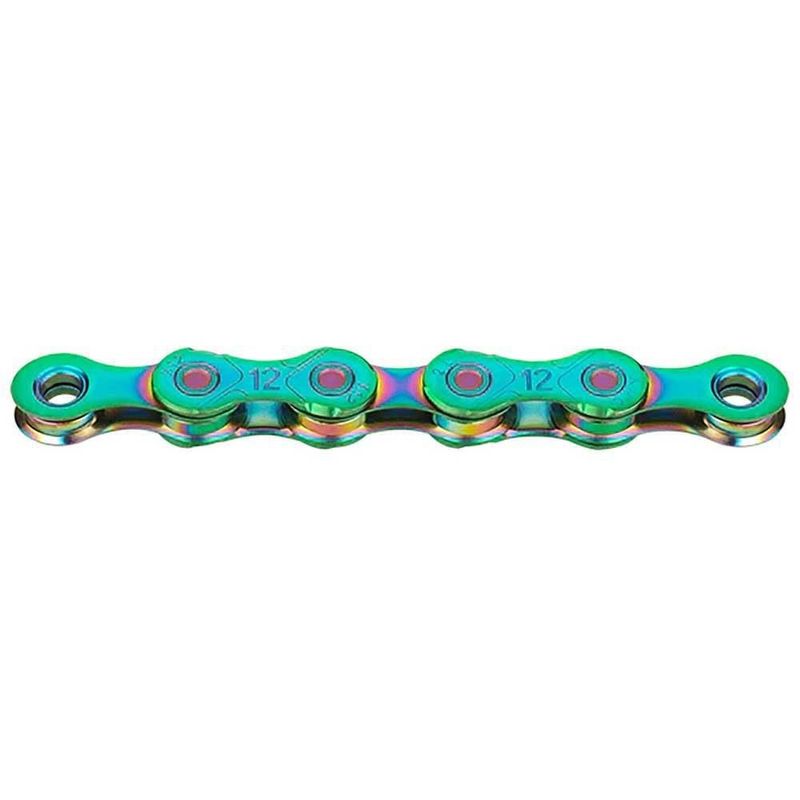 Cadena de rodillos KMC X12 126 eslabones Verde Aurora encerada