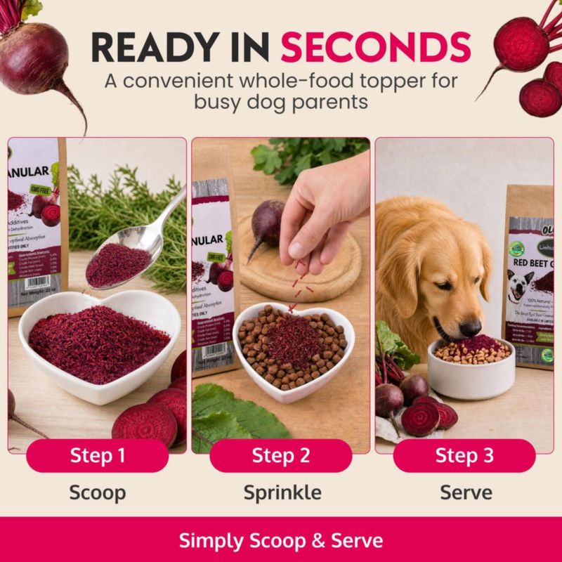 Suplemento Granulado para Alimento de Perro Olewo Remolacha Roja 623 g Piel y Pelaje