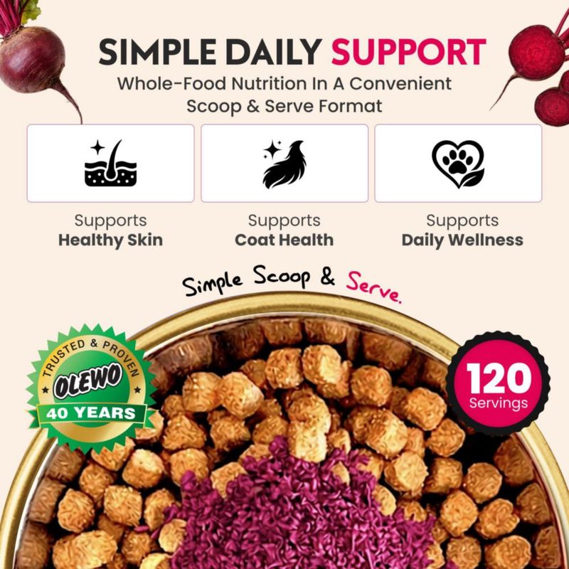 Suplemento Granulado para Alimento de Perro Olewo Remolacha Roja 623 g Piel y Pelaje