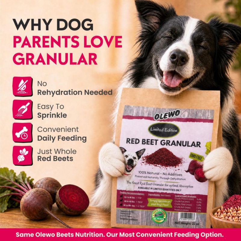 Suplemento Granulado para Alimento de Perro Olewo Remolacha Roja 623 g Piel y Pelaje