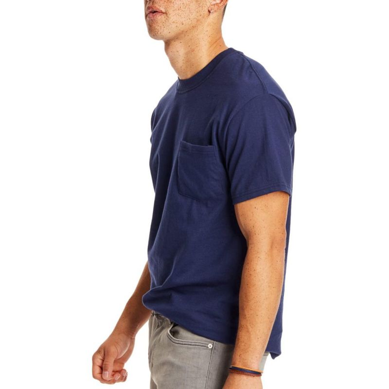 Camiseta Hanes azul marino talla grande paquete de 1 algodón grueso