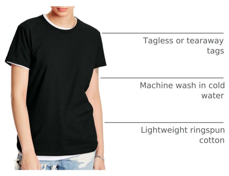 Camiseta Hanes para mujer talla media negra manga corta