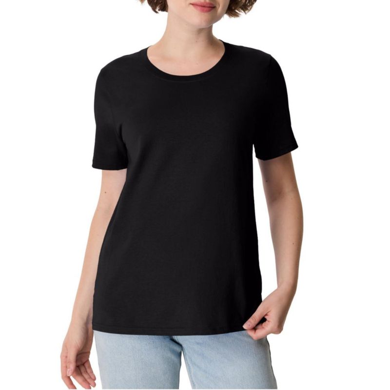 Camiseta Hanes para mujer talla media negra manga corta