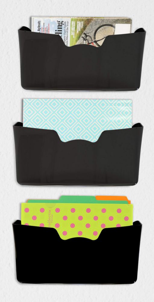 Porta archivos Simple Houseware pack de 3 negro
