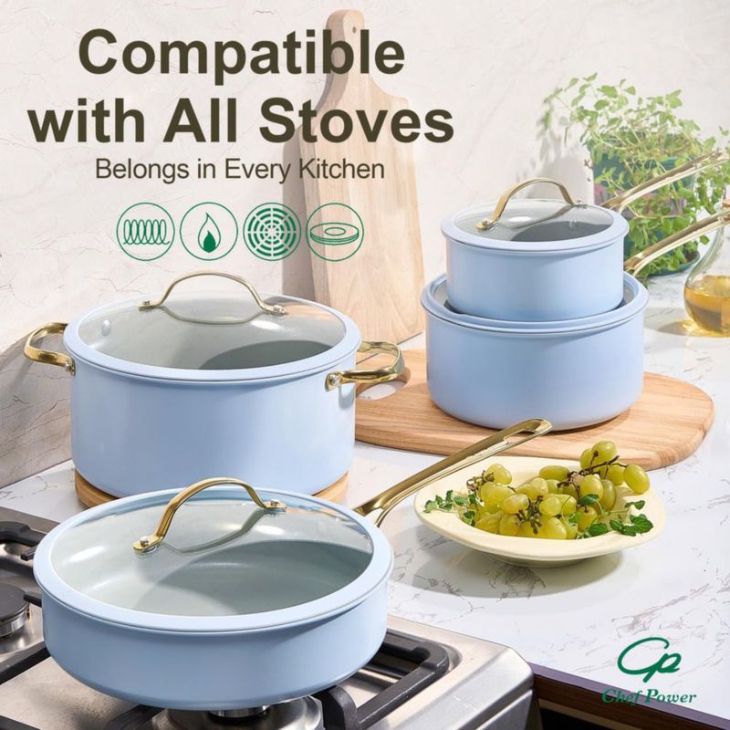 Set de sartenes Chef Power 20 cm 23 cm y 28 cm azul claro
