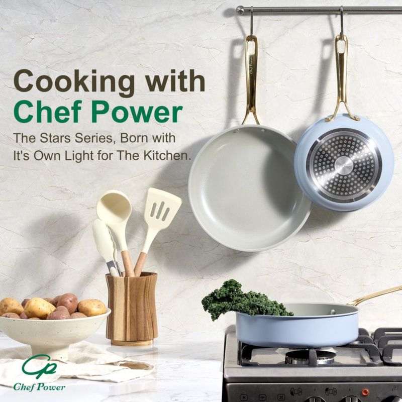 Set de sartenes Chef Power 20 cm 23 cm y 28 cm azul claro