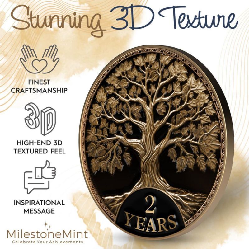 Moneda de Sobriedad 2 Años Árbol de la Vida – MilestoneMint