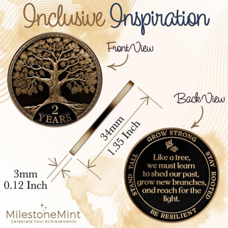 Moneda de Sobriedad 2 Años Árbol de la Vida – MilestoneMint