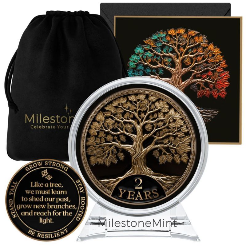 Moneda de Sobriedad 2 Años Árbol de la Vida – MilestoneMint
