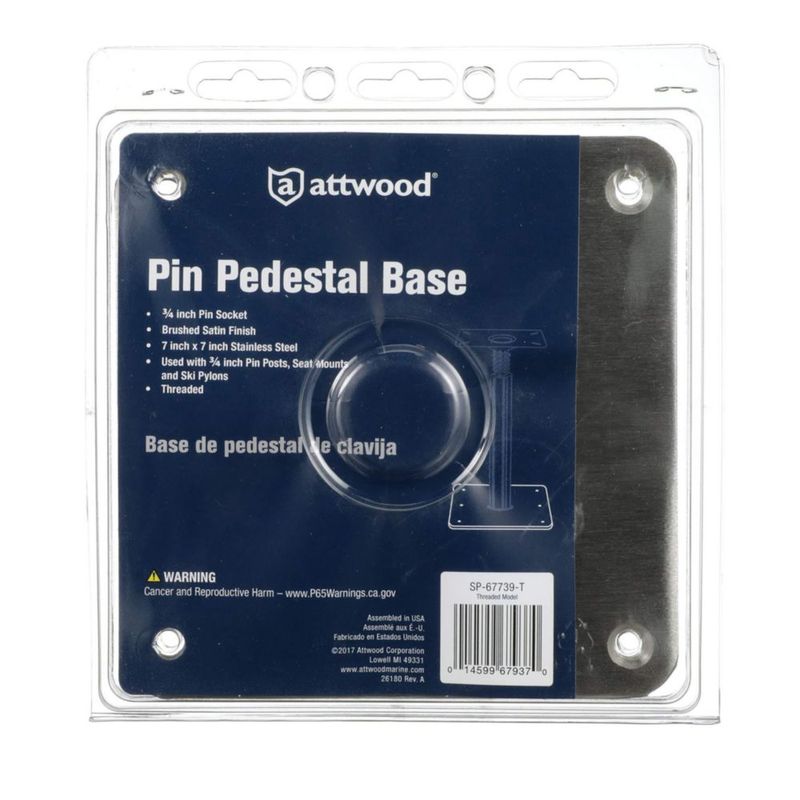 Base de pasador Attwood 19 cm roscada 3/4" 7 x 7 pulgadas