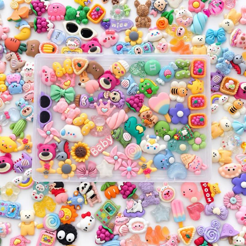 Encantos de Slime LEEXINLUU 100 piezas de animales y frutas en resina
