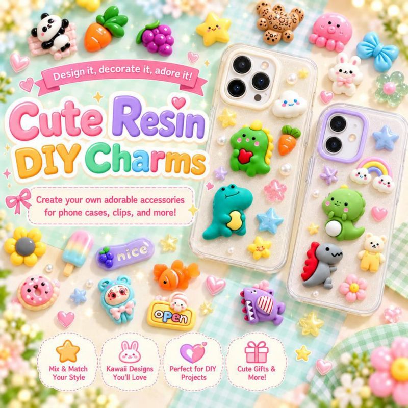 Encantos de Slime LEEXINLUU 100 piezas de animales y frutas en resina