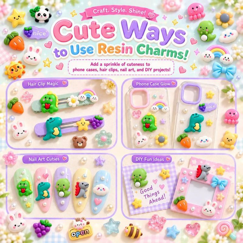 Encantos de Slime LEEXINLUU 100 piezas de animales y frutas en resina
