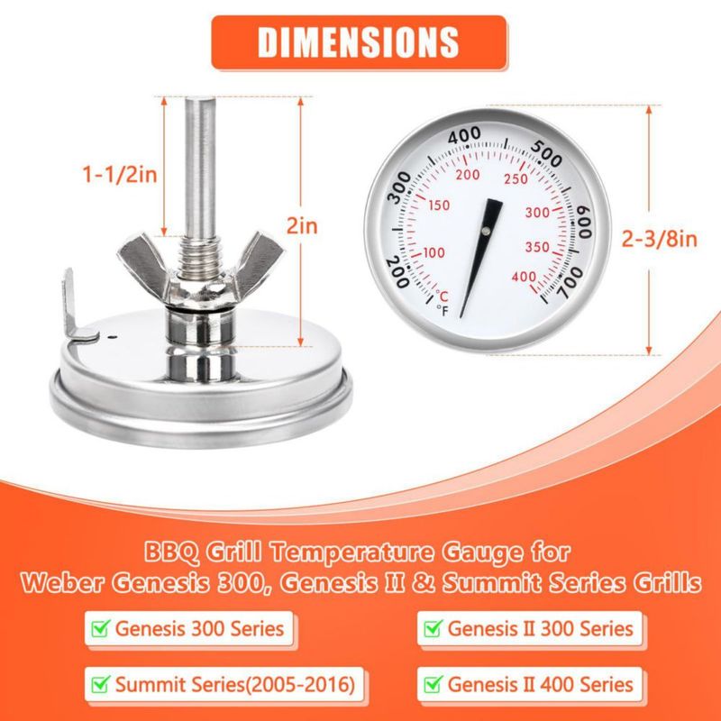 Termómetro QuliMetal para Weber Genesis 300 (6‑7 cm)