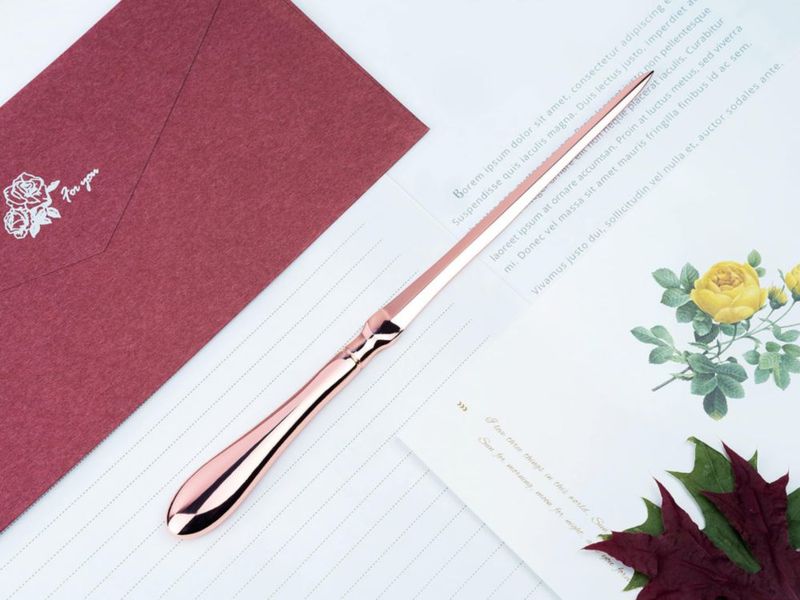 Abre cartas MUSROD 23 cm de metal color rosa dorado