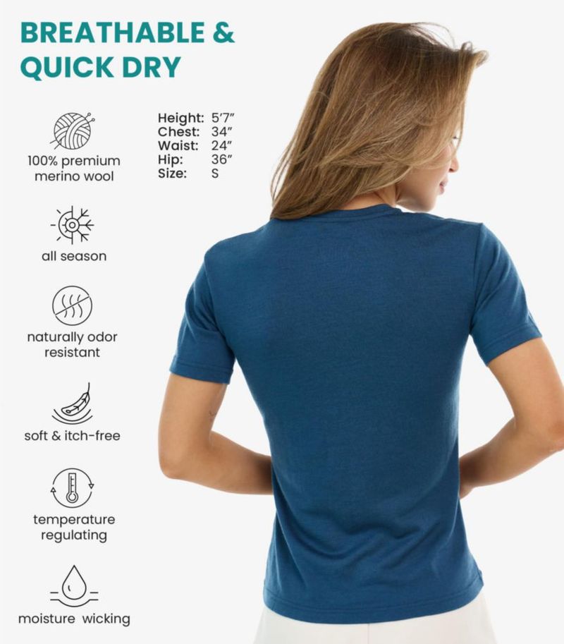 Camiseta Merino.tech Talla Grande Denim 100% Lana Merino
