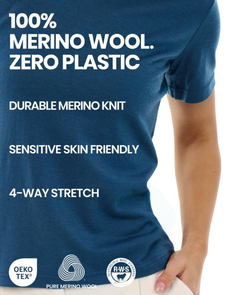 Camiseta Merino.tech Talla Grande Denim 100% Lana Merino