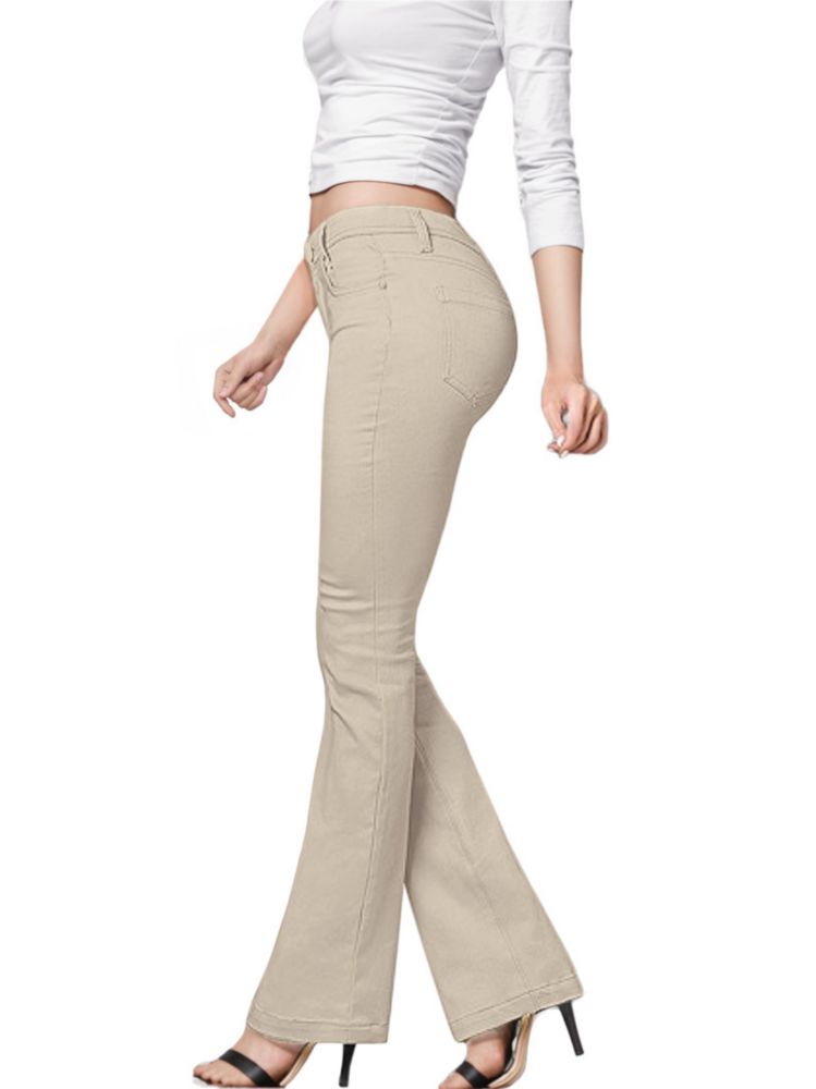 PANTALONES Mujer Hybrid & Company Bootcut Stone XL