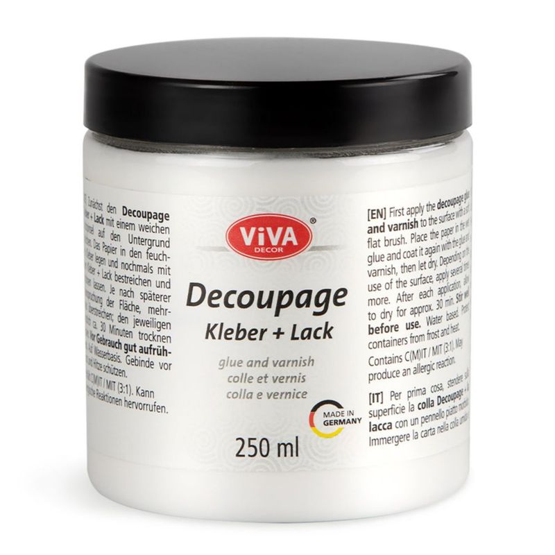 Pegamento y Barniz para Decoupage Viva Decor 250 ml Transparente